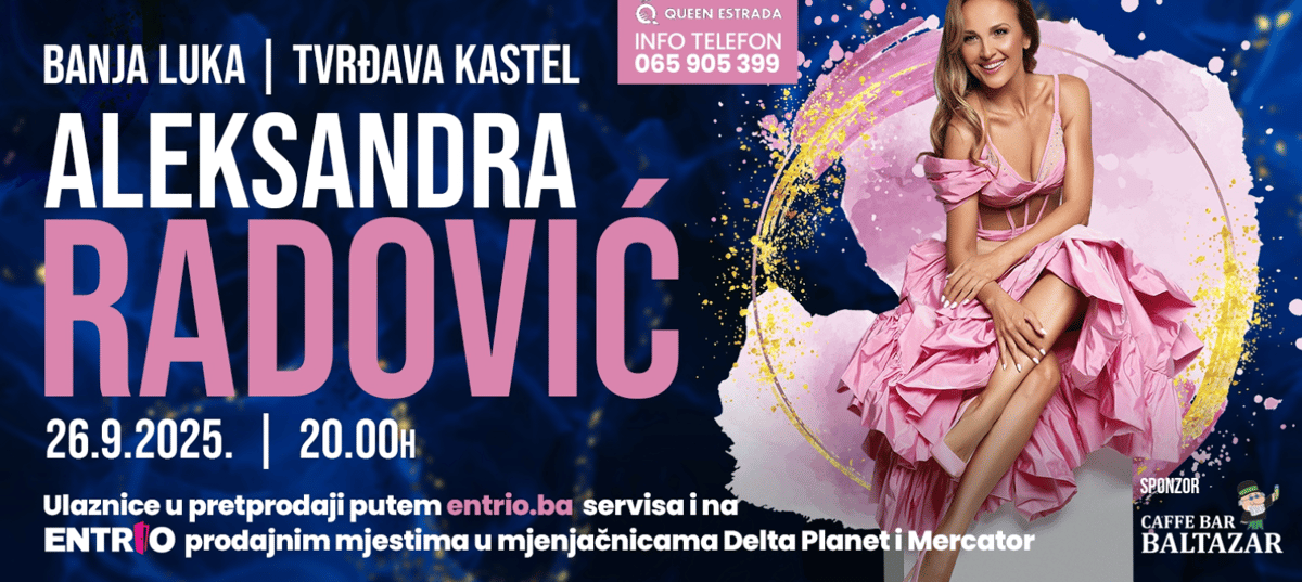 Aleksandra Radović proslaviće 25 godina solo karijere 26. septembra koncertom u Banjoj Luci Aleksandra Radović proslaviće 25 godina solo karijere 26. septembra koncertom u Banjoj Luci