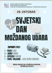 Dom zdravlja Prijedor edukativnim predavanjem obilježava Svjetski dan moždanog udara