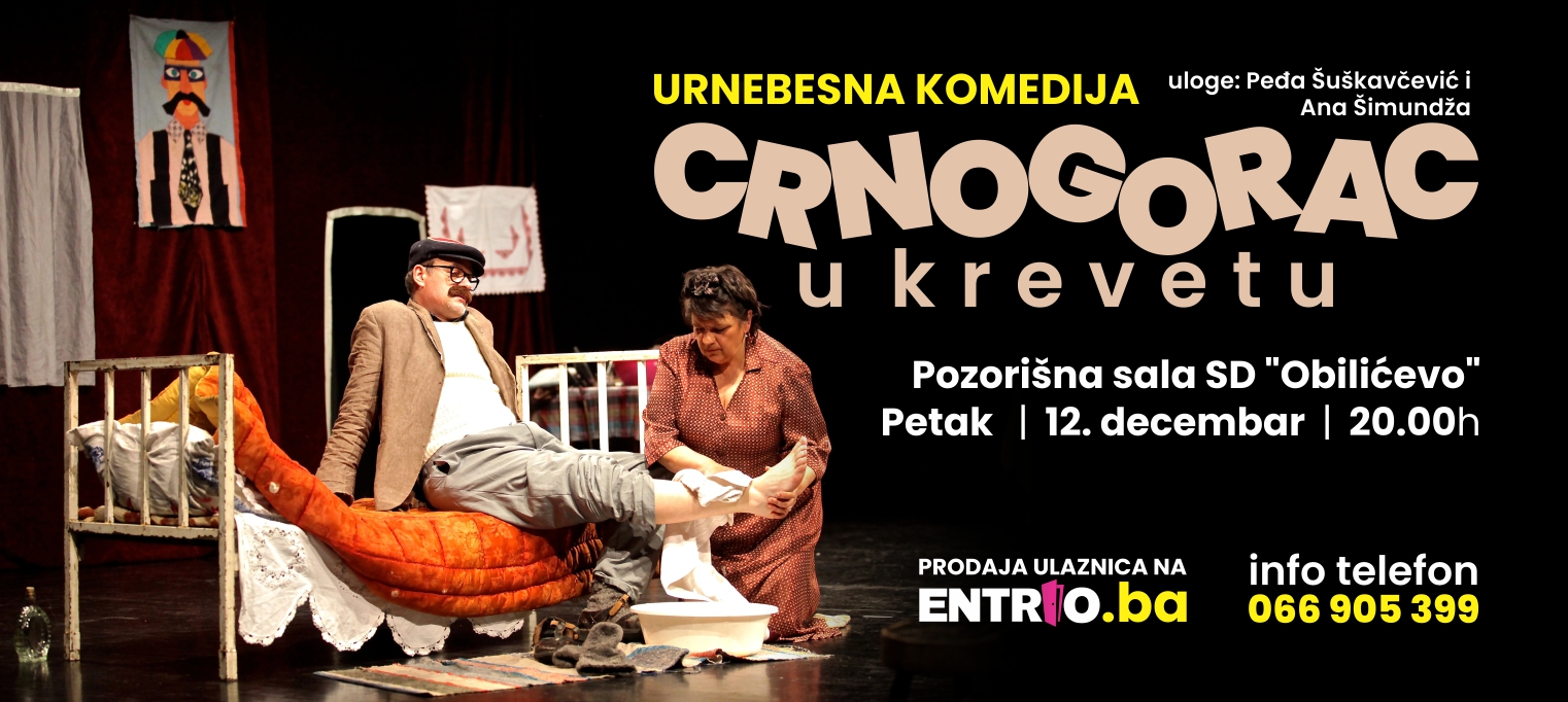 Najgledanija crnogorska komedija svih vremena “Crnogorac u krevetu” u SD “Obilićevo”