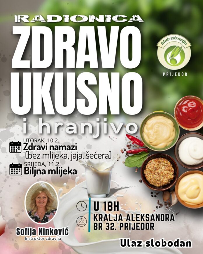 Besplatna radionica pravljenja zdravih namaza i biljnih mlijeka