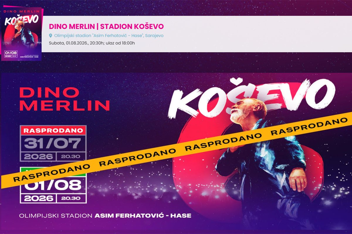 Dino Merlin rasprodao i drugi koncert na Koševu, hoće li biti i treći