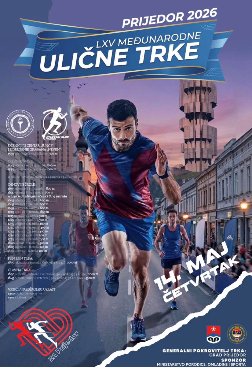 Tradicionalne 65. Međunarodne ulične trke u Prijedoru biće održane 14. maja